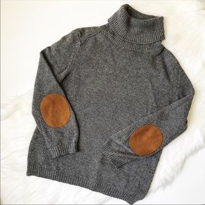 Zara Grey Knit Turtleneck with brown elbow patches